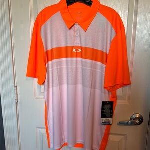 Oakley Orange and White Polo Shirt Vibrant Design
